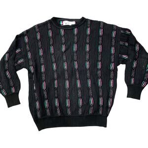Vintage St. Croix black pullover sweater chunky 80s knit size M 100% cotton